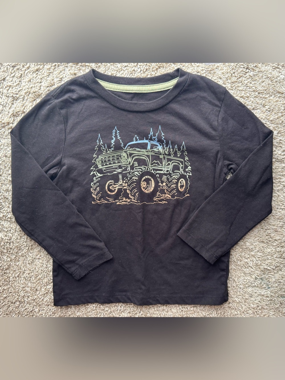 Falls Creek Kids Monster Truck Long Sleeve Shirt 3T Black Graphic Tee